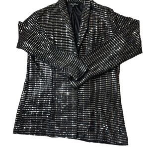 Alice Blue Black and Silver Sequin Blazer
